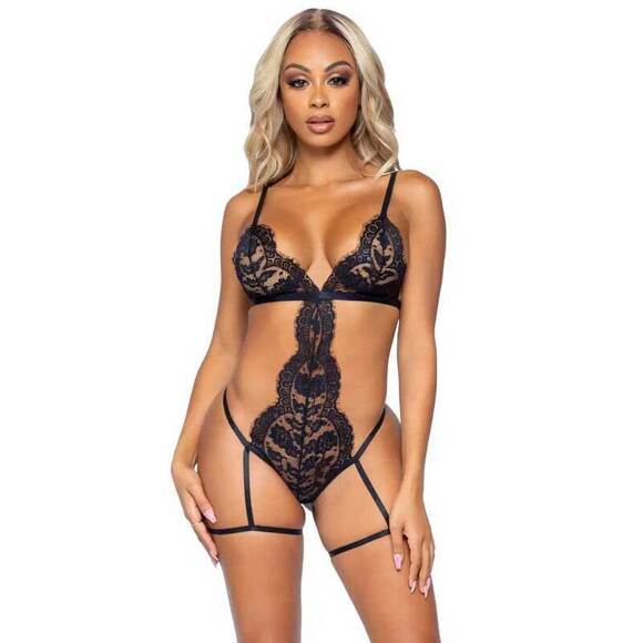 Leg Avenue Other - Leg Avenue - All Romance Lace Teddy and Robe Set - Black